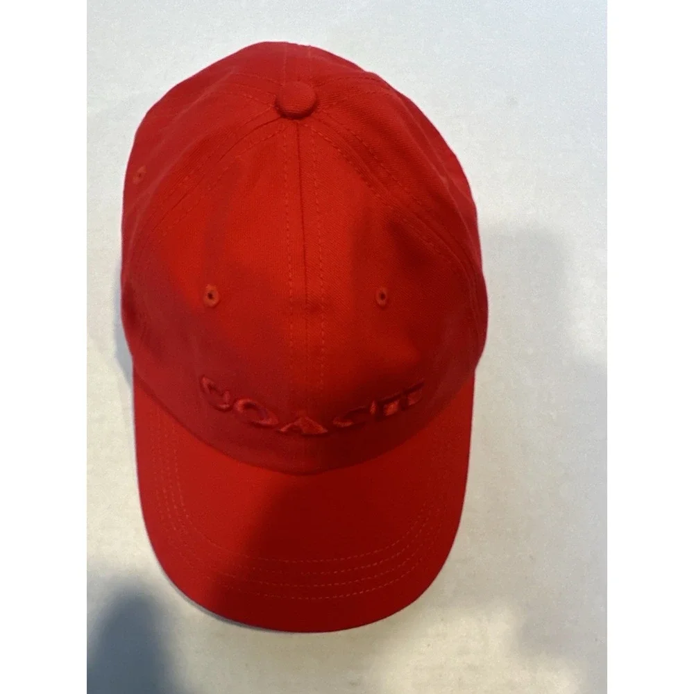 Coach Embroidered Baseball Cap Hat Red Adjustable New No Tag